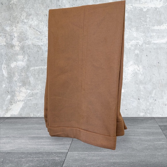 Metrostyle Women's Size 10 Wool Tan Straight Leg Pants with Turn-Up Hems - Picture 9 of 10